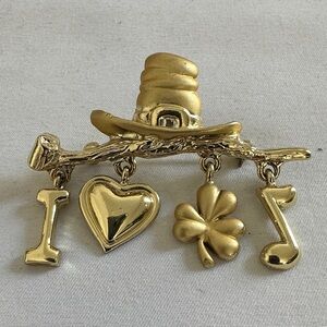 I Love Irish Music 2.25” Goldtone Brooch by AJC b20